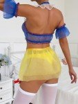 YOMORIO Princess Lingerie Costume for Women Sexy Two-Piece Set 7 Piece Roleplay Costumes with Stockings Size M