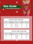 SCECXY 3 Piece Lingerie Set Chain Babydoll Underwire Bra and Panty Sets Underwire Lingerie with Garter Belt, White, Large