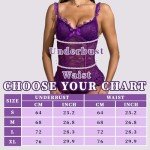 ssgrlvok Women's 3 Piece Lingerie Sets Embroidered Flower Bodysuit with Stockings and Panty Lace Sexy Lingerie Set, Yy434-purple, L