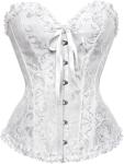 White Lace-Up Overbust Corset Top for Women