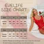 Donnalla Sexy Lingerie for Women 3 Piece Floral Lace Corset Teddy Bodysuit with Garter Belt Babydoll Lingerie Set S-XXL, Black, Large