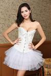 White Lace-Up Overbust Corset Top for Women