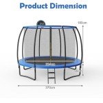 COSTWAY Round Trampoline with Safety Net & Ladder