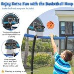 COSTWAY Round Trampoline with Safety Net & Ladder
