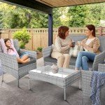 4-Piece Outdoor Rattan Furniture Set - Gray