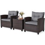 3-Piece Rattan Bistro Set with Cushions