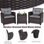 3-Piece Rattan Bistro Set with Cushions