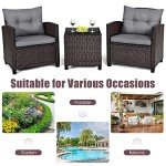 3-Piece Rattan Bistro Set with Cushions