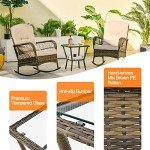 3-Piece Outdoor Rattan Rocking Chair Set