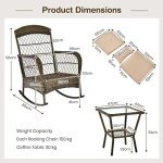3-Piece Outdoor Rattan Rocking Chair Set