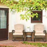3-Piece Outdoor Rattan Rocking Chair Set