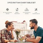 Grey Rattan Bistro Set with Cushions & Table