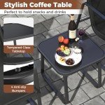 3-Piece Patio Bistro Set with Glass Table