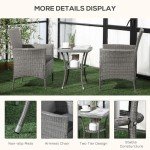 Grey Rattan Bistro Set with Cushions & Table