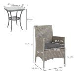 Grey Rattan Bistro Set with Cushions & Table