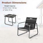 3-Piece Patio Bistro Set with Glass Table