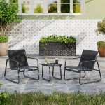 3-Piece Patio Bistro Set with Glass Table