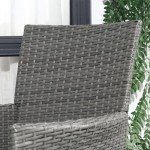 Grey Rattan Bistro Set with Cushions & Table