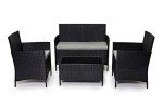 Black Rattan Garden Furniture Set with Coffee Table