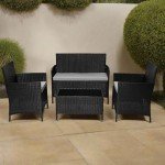 Black Rattan Garden Furniture Set with Coffee Table
