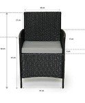 Black Rattan Garden Furniture Set with Coffee Table