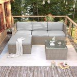 Khaki PE Rattan Garden Corner Sofa Set