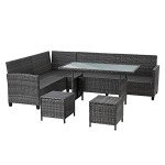 8-Seater Rattan Corner Sofa Set with Table