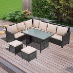 8-Seater Rattan Corner Sofa Set with Table