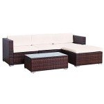 5-Piece Rattan Garden Furniture Set with Cushions