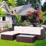 5-Piece Rattan Garden Furniture Set with Cushions