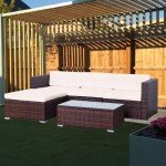 5-Piece Rattan Garden Furniture Set with Cushions