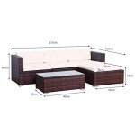 5-Piece Rattan Garden Furniture Set with Cushions