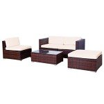 5-Piece Rattan Garden Furniture Set with Cushions