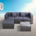 Mixed Grey Rattan Garden Furniture Set for Four