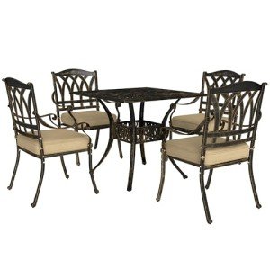 5-Piece Cast Aluminum Garden Dining Set with Cushions