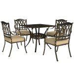 5-Piece Cast Aluminum Garden Dining Set with Cushions
