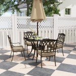 5-Piece Cast Aluminum Garden Dining Set with Cushions