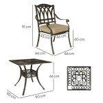 5-Piece Cast Aluminum Garden Dining Set with Cushions
