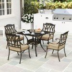 5-Piece Cast Aluminum Garden Dining Set with Cushions
