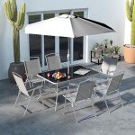 8-Piece Metal Garden Furniture Set with Parasol