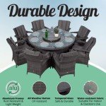 Arizona 8-Seater Grey Rattan Dining Set