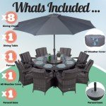 Arizona 8-Seater Grey Rattan Dining Set