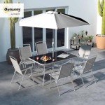 8-Piece Metal Garden Furniture Set with Parasol