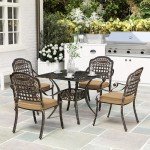 5-Piece Cast Aluminum Garden Dining Set with Cushions