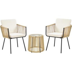 3-Piece Outdoor Rattan Bistro Dining Set