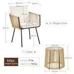 3-Piece Outdoor Rattan Bistro Dining Set