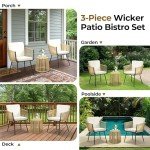 3-Piece Outdoor Rattan Bistro Dining Set