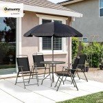 6-Piece Black Patio Dining Set with Umbrella