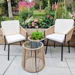 3-Piece Outdoor Rattan Bistro Dining Set