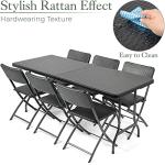 6-Seater Rattan Effect Folding Garden Table Set